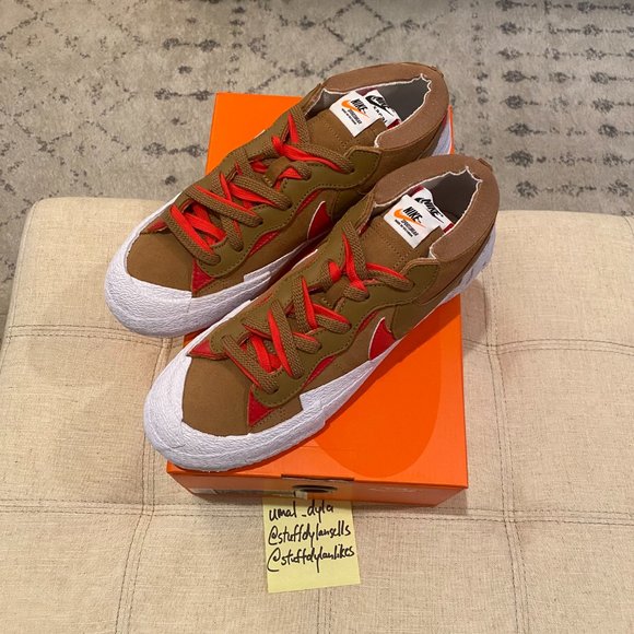 SACAI x Nike Blazer Low "Light British Tan" (555088-180) - Size 9.5 w/ receipt - Picture 4 of 5